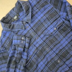 Paige Flannel Top Womens XS Plaid Button Down Blue Black